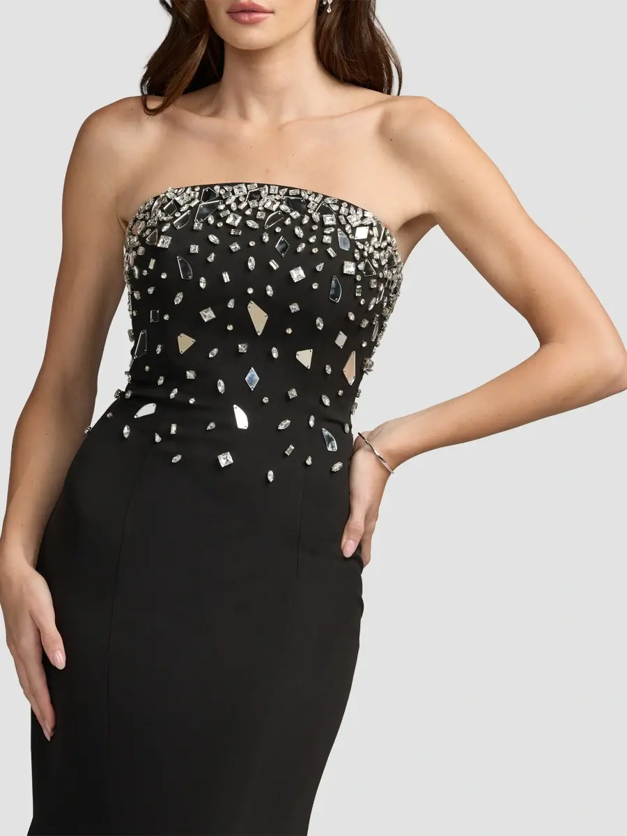 Mac Duggal Women's Crêpe Strapless Embellished Mermaid Gown | Thumbnail 4 Mac Duggal Women's Crêpe Strapless Embellished Mermaid Gown | Thumbnail 4