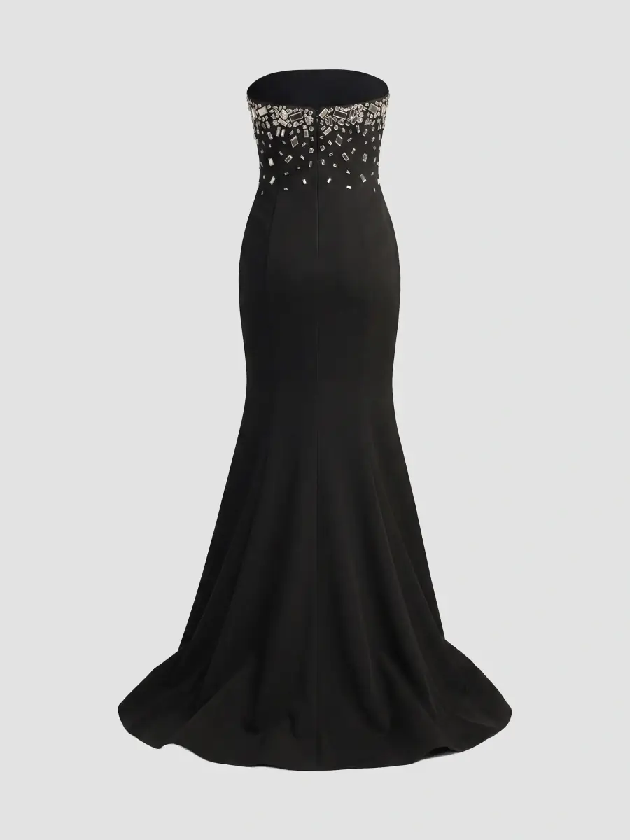 Mac Duggal Women's Crêpe Strapless Embellished Mermaid Gown | Thumbnail 6 Mac Duggal Women's Crêpe Strapless Embellished Mermaid Gown | Thumbnail 6