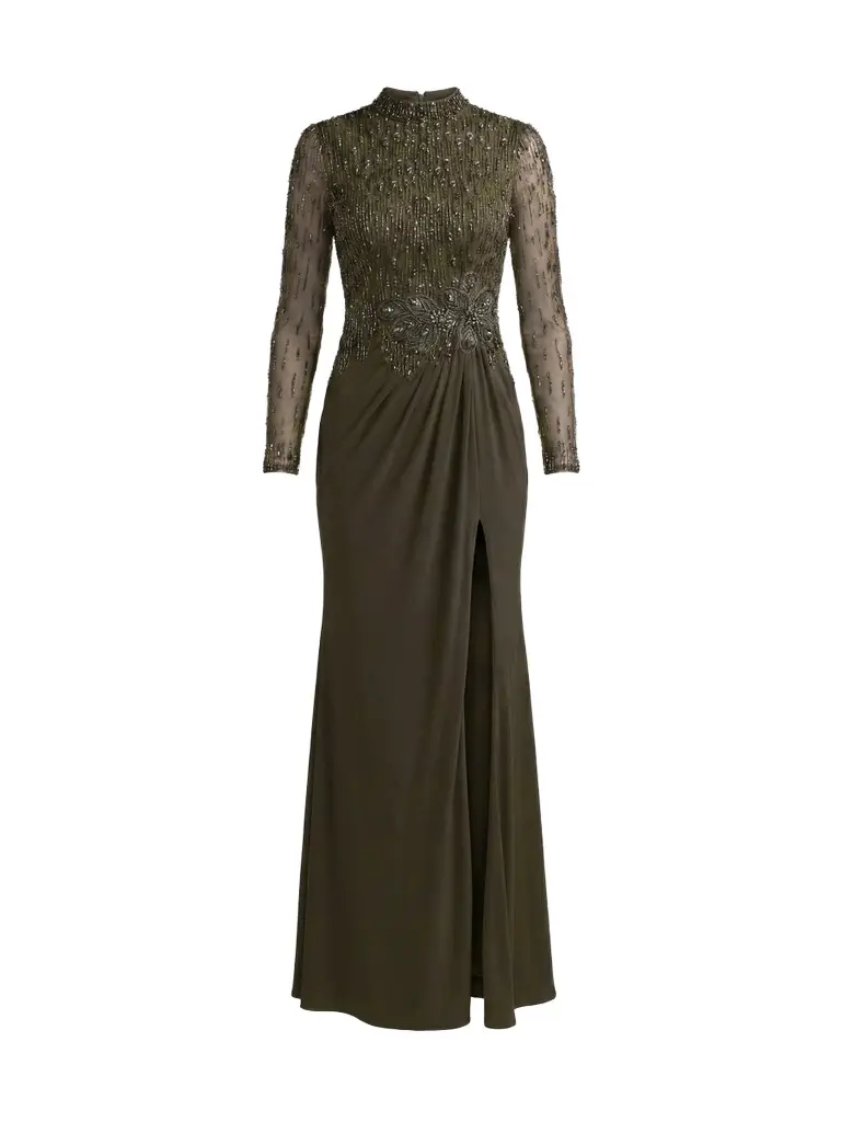 Women's Embellished Jersey Column Gown