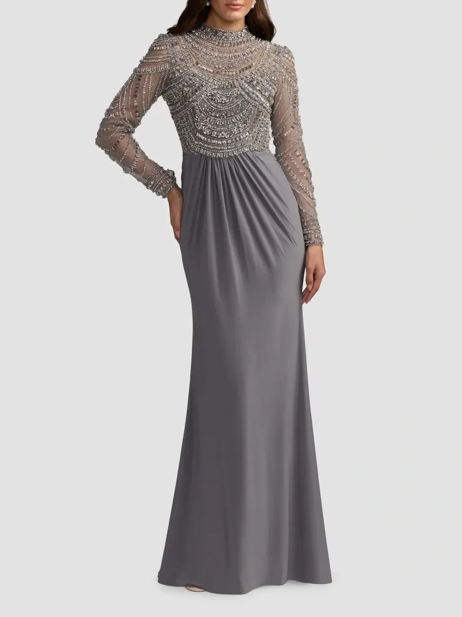 Mac Duggal Women's Beaded Jersey Long-Sleeve Gown | Thumbnail 2 Mac Duggal Women's Beaded Jersey Long-Sleeve Gown | Thumbnail 2