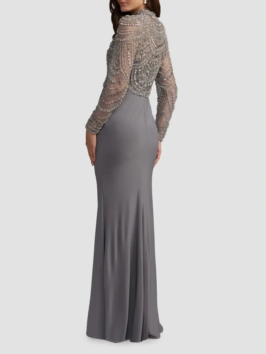Mac Duggal Women's Beaded Jersey Long-Sleeve Gown | Thumbnail 3 Mac Duggal Women's Beaded Jersey Long-Sleeve Gown | Thumbnail 3