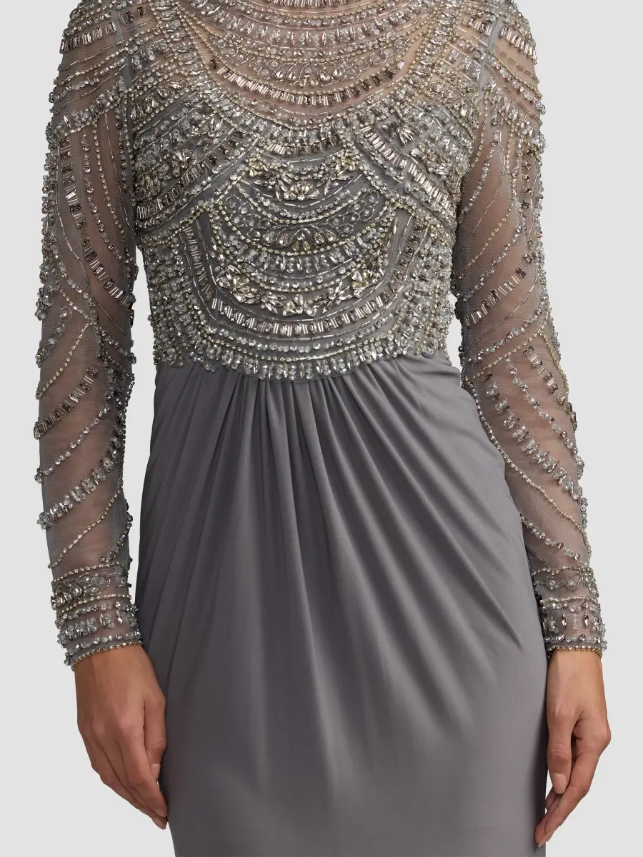 Mac Duggal Women's Beaded Jersey Long-Sleeve Gown | Thumbnail 5 Mac Duggal Women's Beaded Jersey Long-Sleeve Gown | Thumbnail 5
