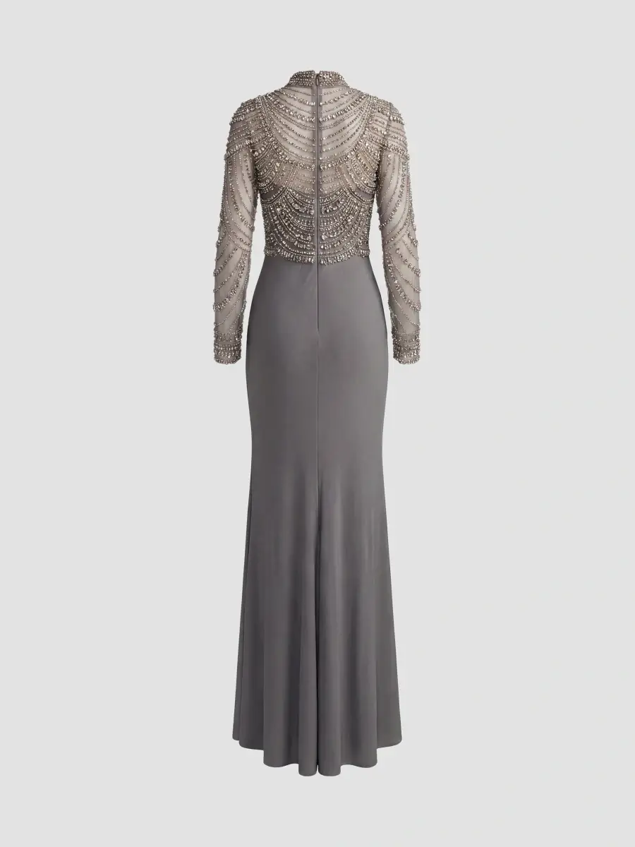Mac Duggal Women's Beaded Jersey Long-Sleeve Gown | Thumbnail 6 Mac Duggal Women's Beaded Jersey Long-Sleeve Gown | Thumbnail 6