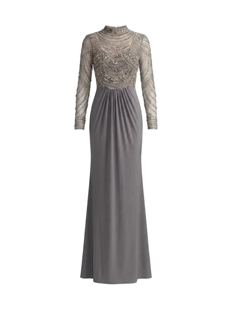 Mac Duggal Women's Beaded Jersey Long-Sleeve Gown