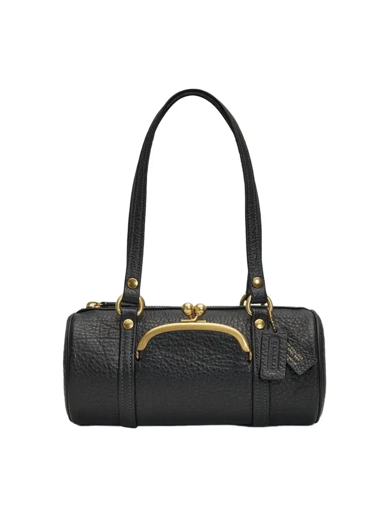 Coach Women's Originals Medium Kisslock Pebble Leather Barrel Bag 28