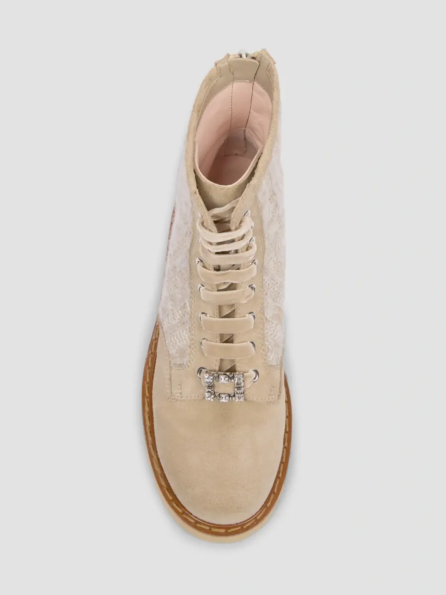 Roger Vivier Women's Viv Rangers Cable-Knit & Suede Combat Boots | Thumbnail 4 Roger Vivier Women's Viv Rangers Cable-Knit & Suede Combat Boots | Thumbnail 4