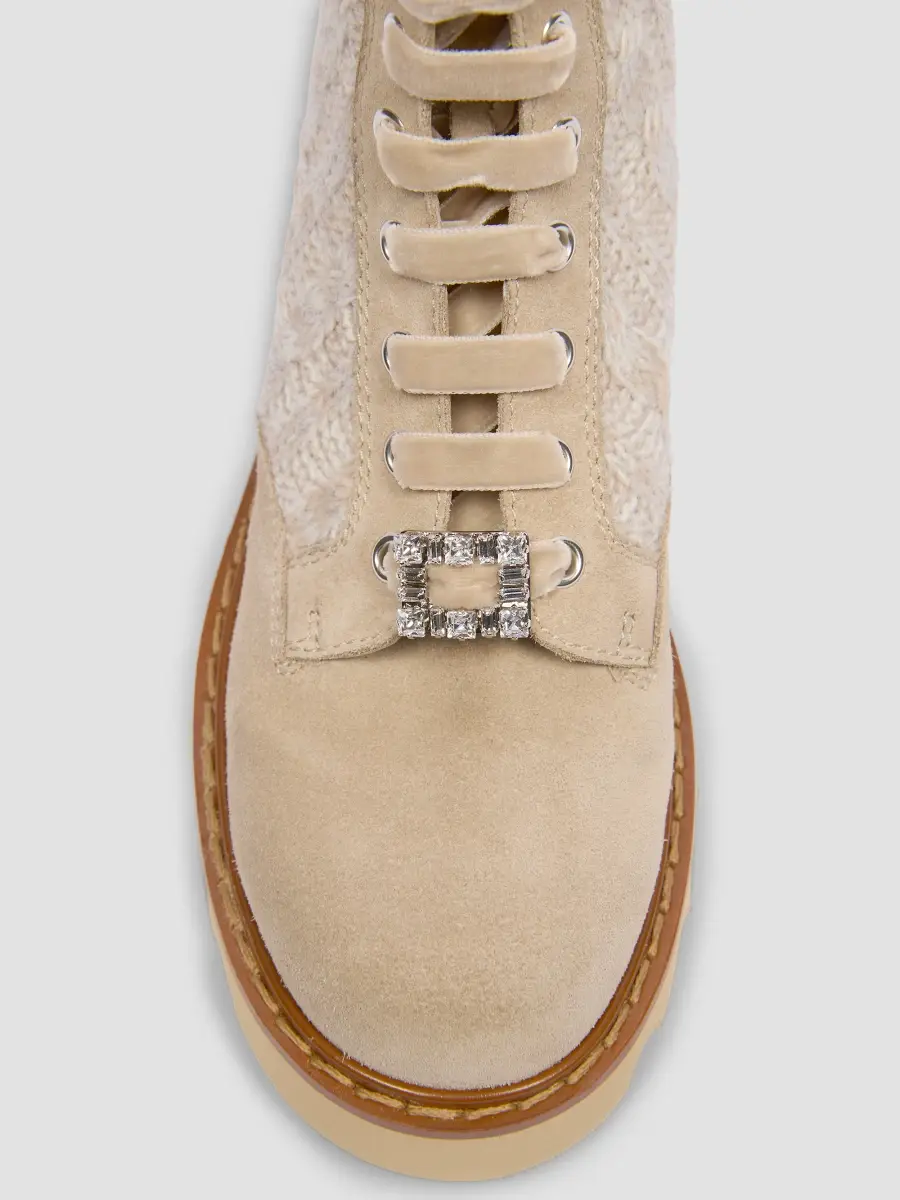 Roger Vivier Women's Viv Rangers Cable-Knit & Suede Combat Boots | Thumbnail 5 Roger Vivier Women's Viv Rangers Cable-Knit & Suede Combat Boots | Thumbnail 5