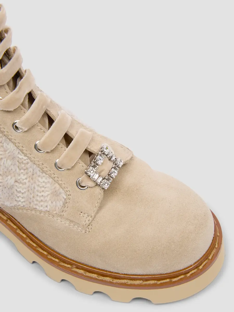 Roger Vivier Women's Viv Rangers Cable-Knit & Suede Combat Boots | Thumbnail 6 Roger Vivier Women's Viv Rangers Cable-Knit & Suede Combat Boots | Thumbnail 6