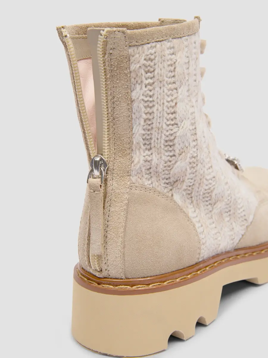 Roger Vivier Women's Viv Rangers Cable-Knit & Suede Combat Boots | Thumbnail 7 Roger Vivier Women's Viv Rangers Cable-Knit & Suede Combat Boots | Thumbnail 7