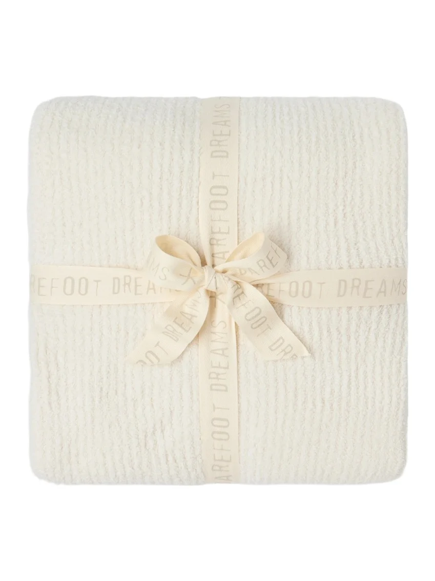 Barefoot Dreams CozyChic Rib-Knit Blanket Stitch Throw Blanket