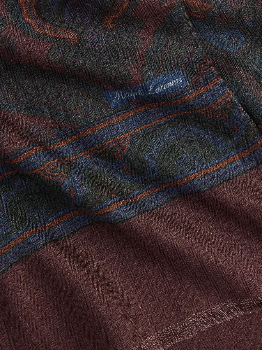 Ralph Lauren Purple Label Men's Paisley Cashmere-Silk Scarf | Thumbnail 5 Ralph Lauren Purple Label Men's Paisley Cashmere-Silk Scarf | Thumbnail 5