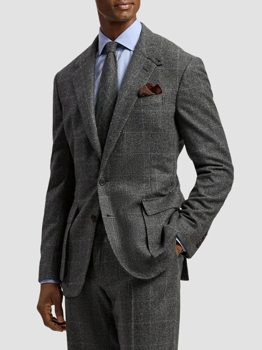 Ralph Lauren Purple Label Men's Mini-Tick Wool-Cashmere Tie | Thumbnail 3 Ralph Lauren Purple Label Men's Mini-Tick Wool-Cashmere Tie | Thumbnail 3