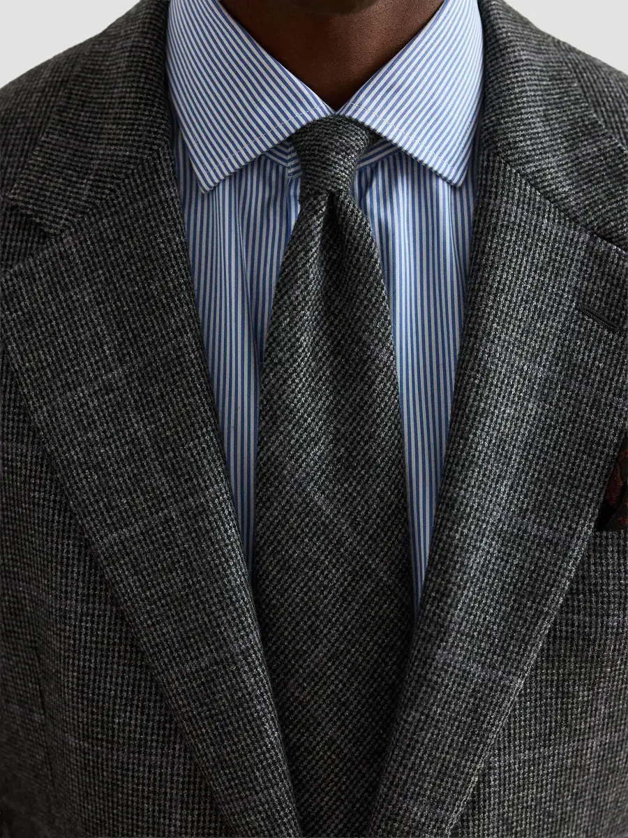 Ralph Lauren Purple Label Men's Mini-Tick Wool-Cashmere Tie | Thumbnail 5 Ralph Lauren Purple Label Men's Mini-Tick Wool-Cashmere Tie | Thumbnail 5
