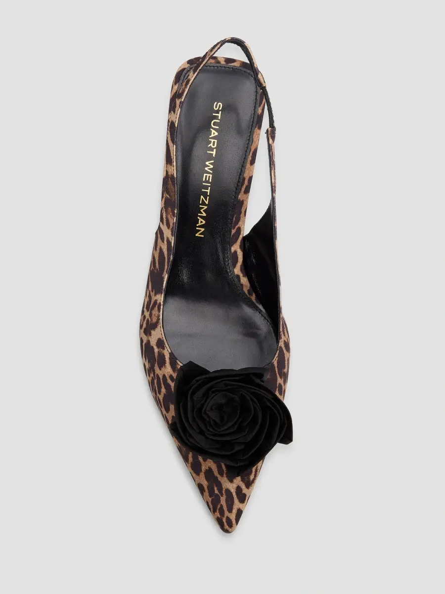 Stuart Weitzman Women's Palom 50MM Leopard-Print Calf Hair Slingback Pumps | Thumbnail 6