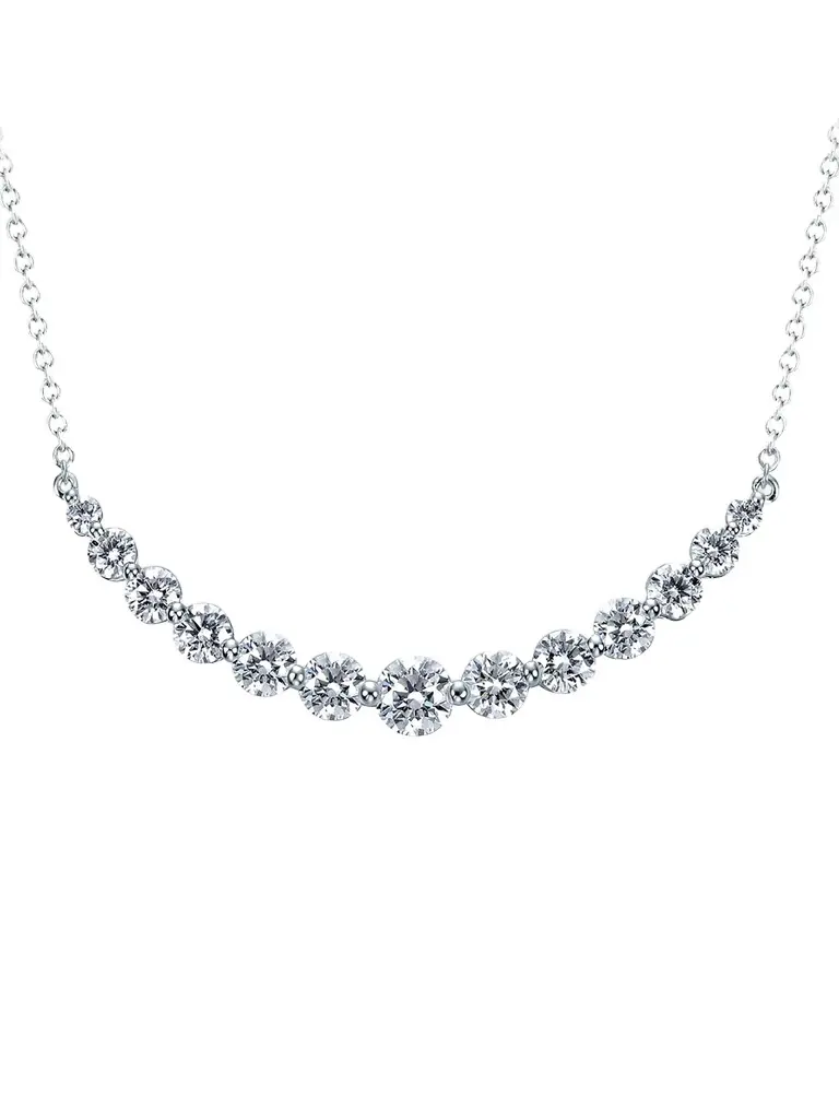 Women's Smile 18K White Gold & 2.03-2.13 TCW Diamond Curved Bar Pendant Necklace
