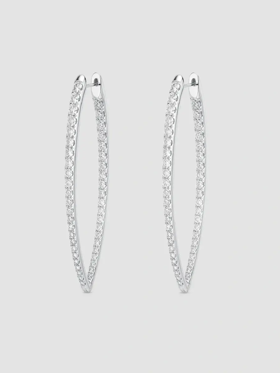 Mémoire Women's Imperial 18K White Gold & 3.29-3.45 TCW Diamond Marquise-Shaped Hoop Earrings | Thumbnail 2 Mémoire Women's Imperial 18K White Gold & 3.29-3.45 TCW Diamond Marquise-Shaped Hoop Earrings | Thumbnail 2