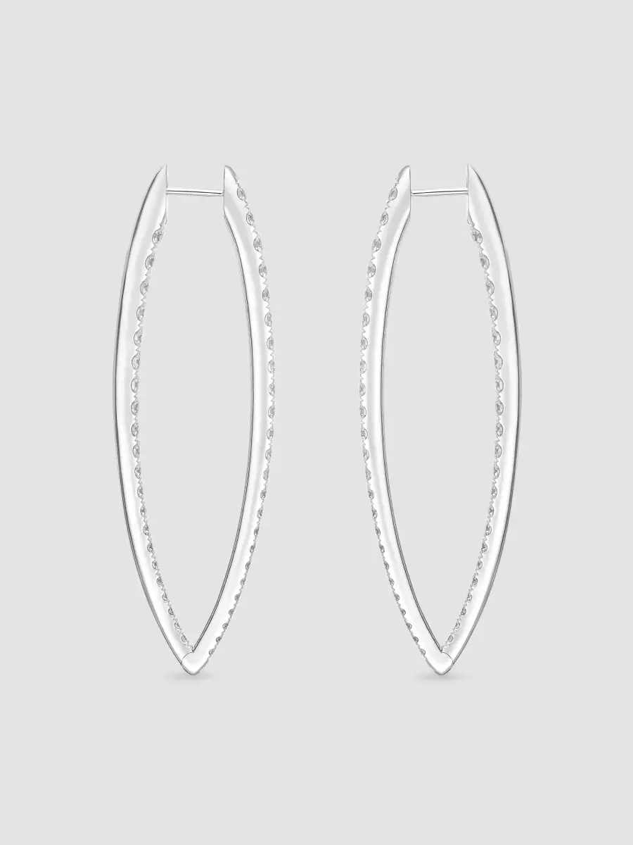 Mémoire Women's Imperial 18K White Gold & 3.29-3.45 TCW Diamond Marquise-Shaped Hoop Earrings | Thumbnail 3 Mémoire Women's Imperial 18K White Gold & 3.29-3.45 TCW Diamond Marquise-Shaped Hoop Earrings | Thumbnail 3