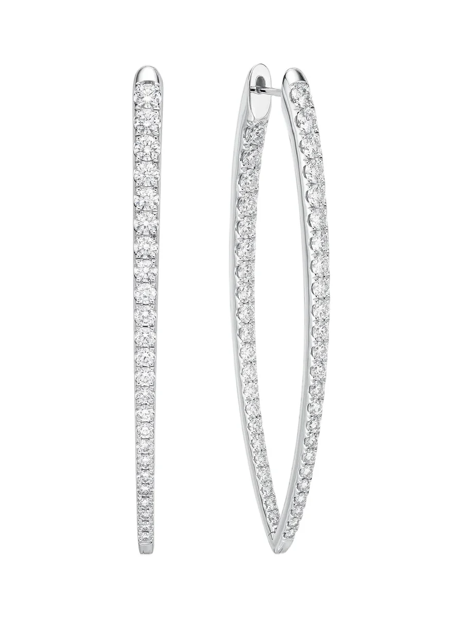 Mémoire Women's Imperial 18K White Gold & 3.29-3.45 TCW Diamond Marquise-Shaped Hoop Earrings