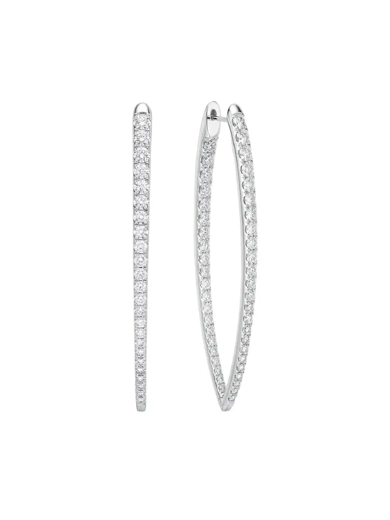 Mémoire Women's Imperial 18K White Gold & 3.29-3.45 TCW Diamond Marquise-Shaped Hoop Earrings