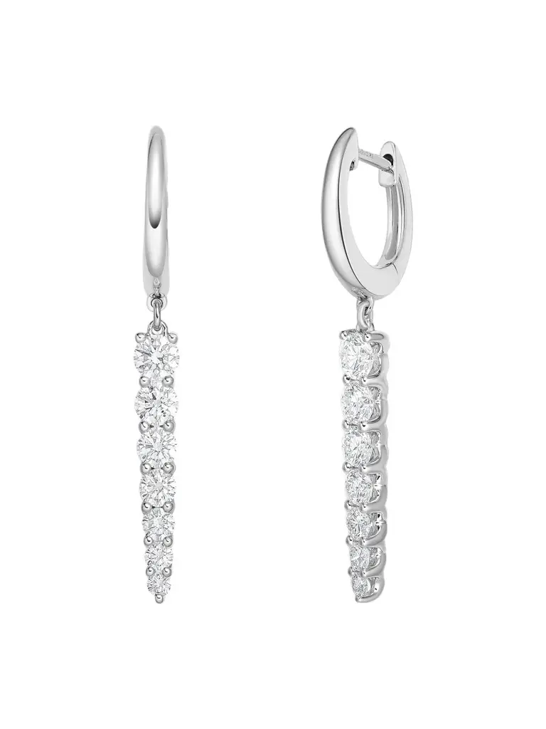 Women's Identity 18K White Gold & 0.94-1.05 TCW Diamond Linear Drop Earrings Women's Identity 18K White Gold & 0.94-1.05 TCW Diamond Linear Drop Earrings