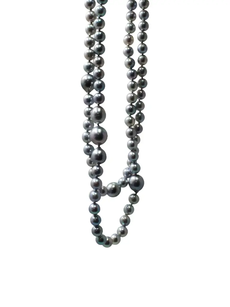 Belpearl Women's 18K White Gold, Akoya Pearl & Tahitian Pearl Necklace