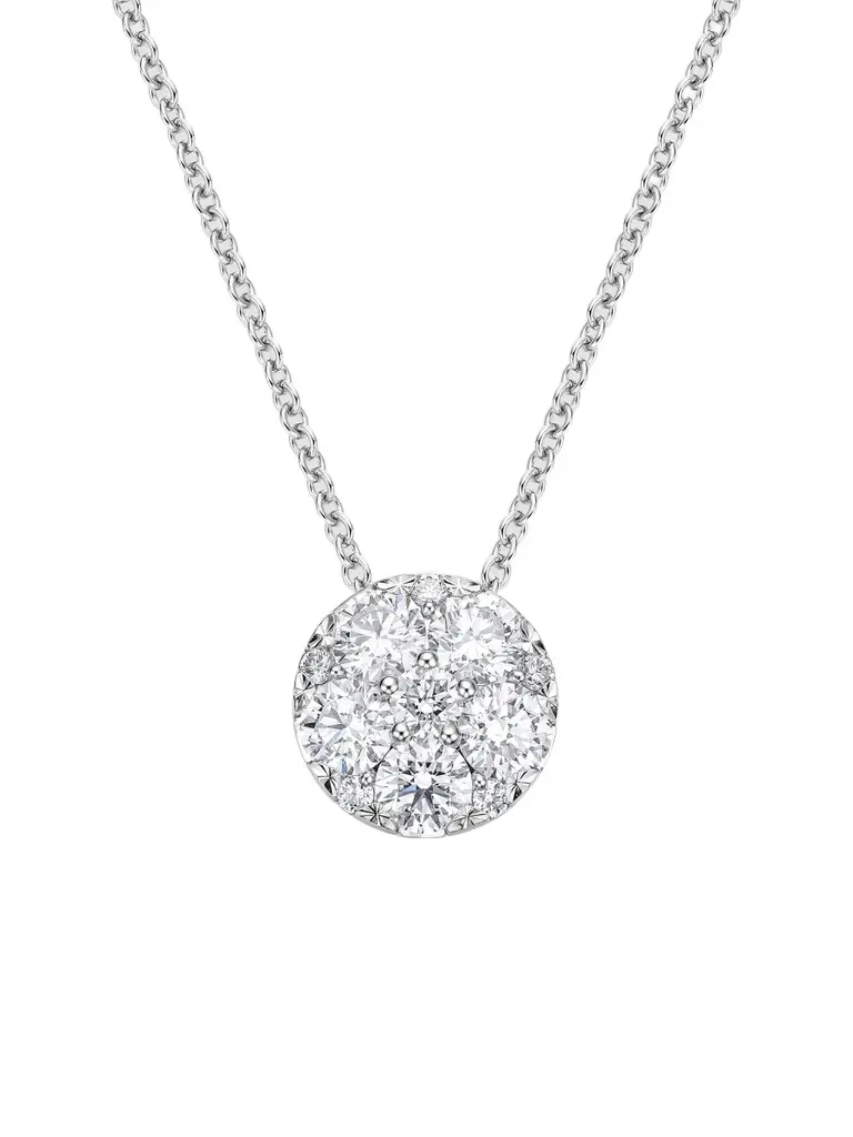 Women's Harmony 18K White Gold & 0.96-1.08 TCW Diamond Cluster Pendant Necklace