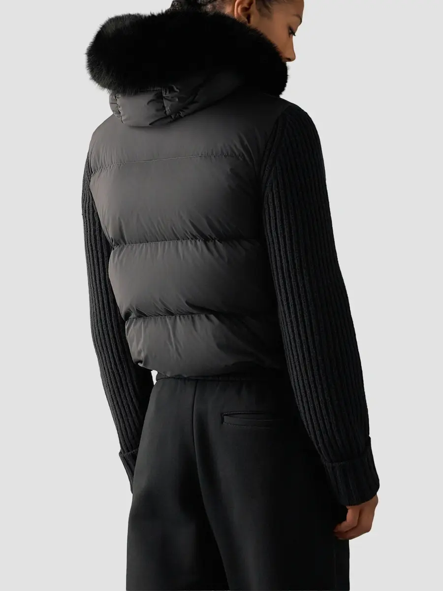 Moose Knuckles Women's Mixed-Media Faux Fur-Trim Hooded Down Jacket | Thumbnail 3 Moose Knuckles Women's Mixed-Media Faux Fur-Trim Hooded Down Jacket | Thumbnail 3