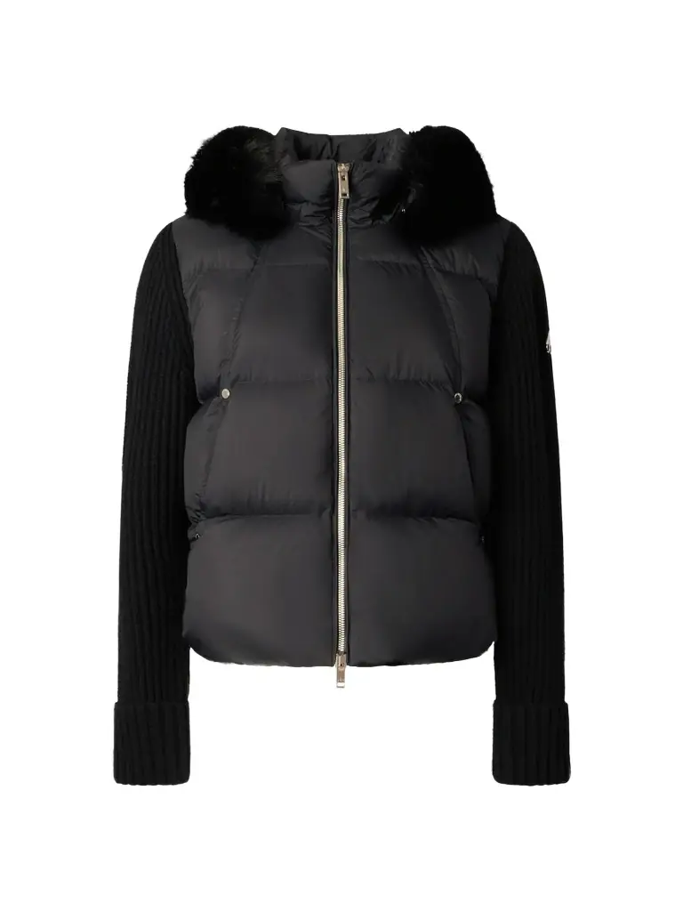 Moose Knuckles Women's Mixed-Media Faux Fur-Trim Hooded Down Jacket