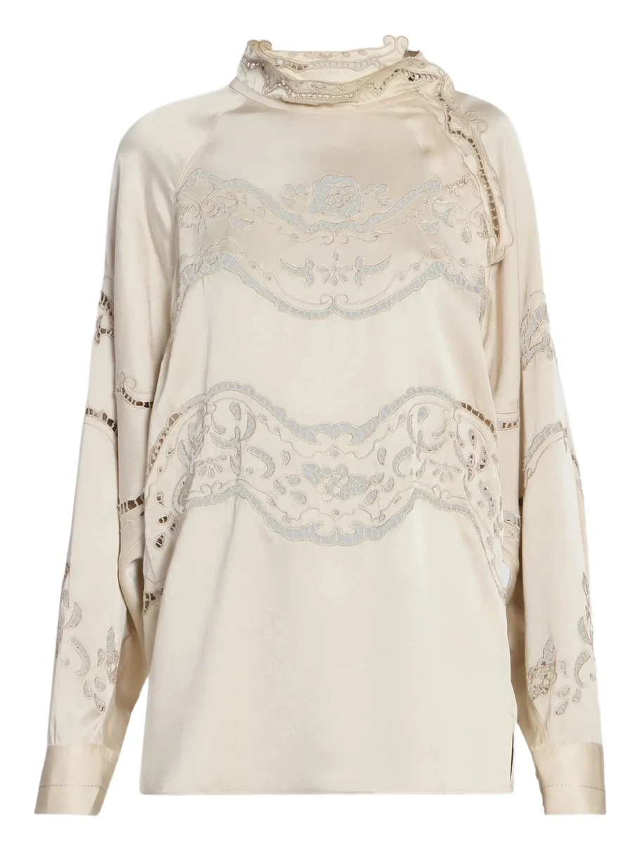 Isabel Marant Women's Enelia Embroidered Stretch-Silk Top