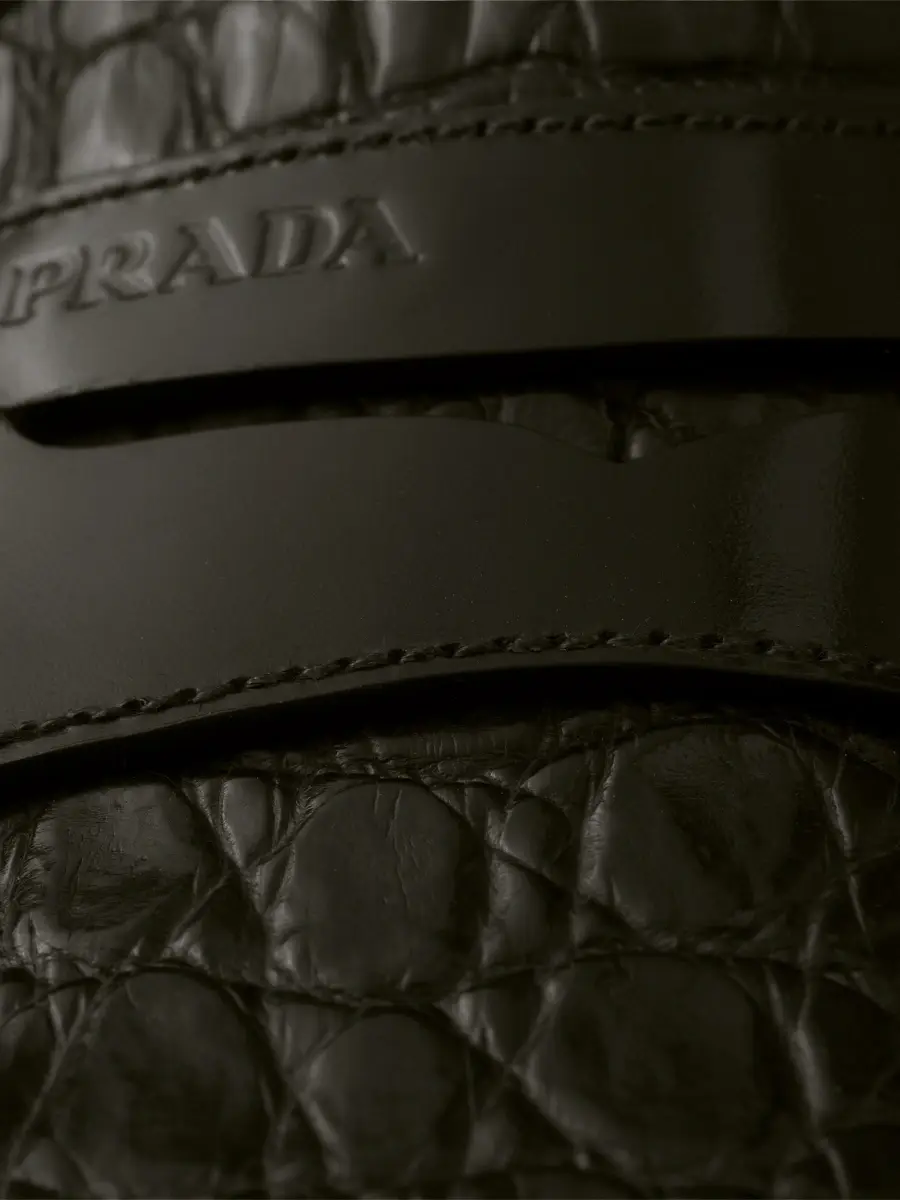 Prada Men's Brushed Leather and Crocodile Loafers - Black | Thumbnail 5 Prada Men's Brushed Leather and Crocodile Loafers - Black | Thumbnail 5