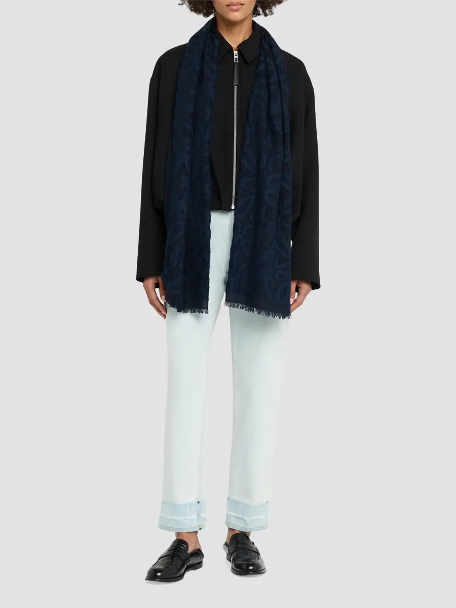 Loewe Women's Anagram Wool-Silk-Cotton Scarf | Thumbnail 2 Loewe Women's Anagram Wool-Silk-Cotton Scarf | Thumbnail 2