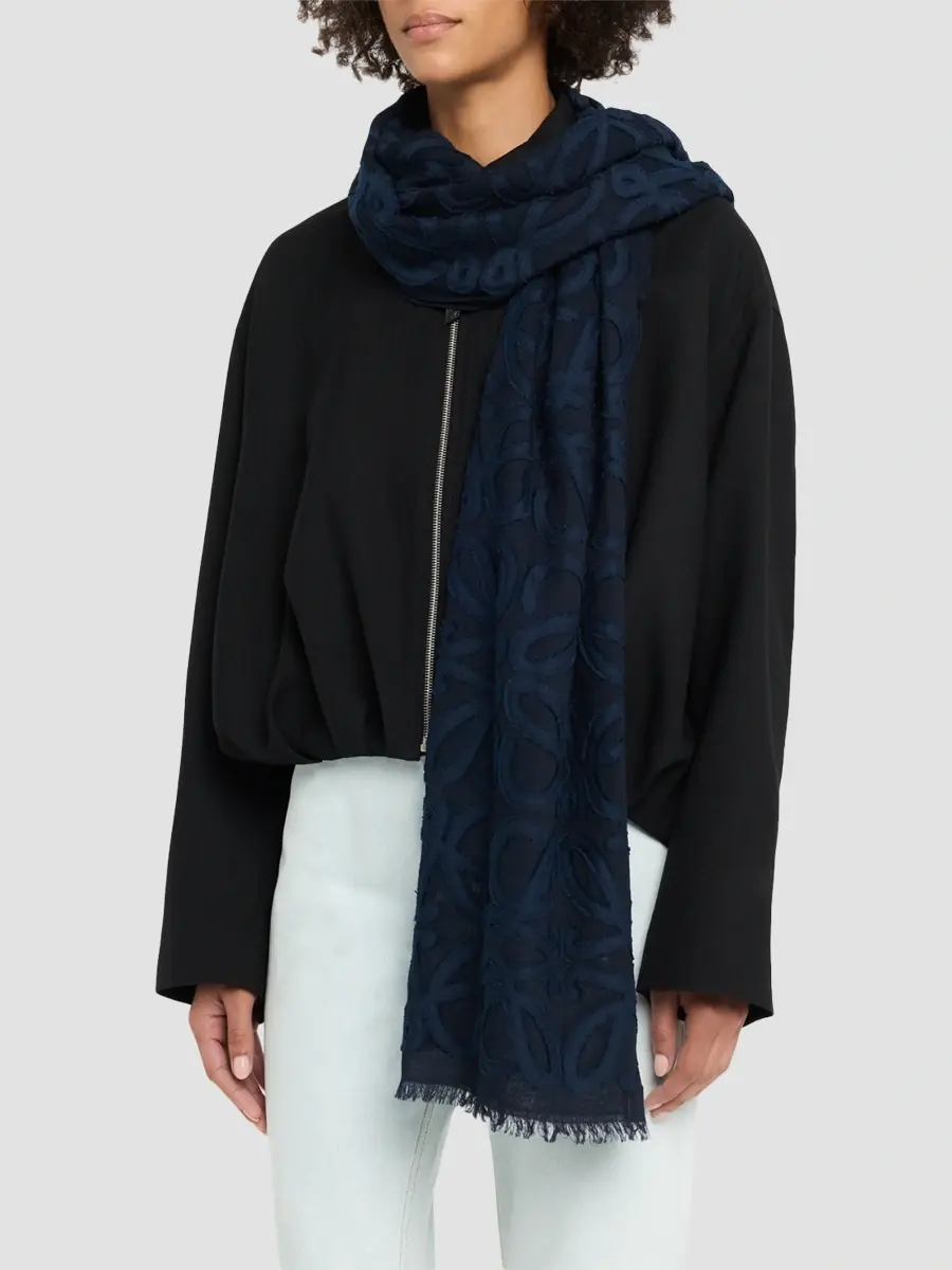 Loewe Women's Anagram Wool-Silk-Cotton Scarf | Thumbnail 3 Loewe Women's Anagram Wool-Silk-Cotton Scarf | Thumbnail 3