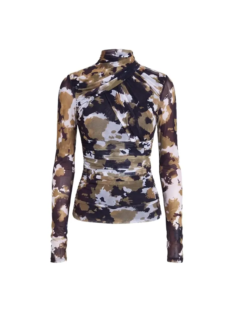 Nicholas the Label Women's Ivy Mesh Gathered Long Sleeve Top