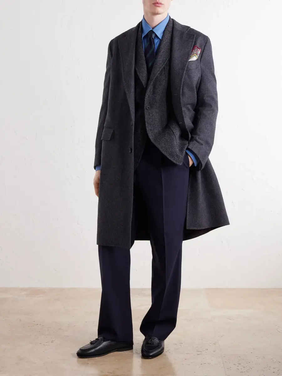 Rubinacci Herringbone Virgin Wool Coat - Men | Thumbnail 2 Rubinacci Herringbone Virgin Wool Coat - Men | Thumbnail 2