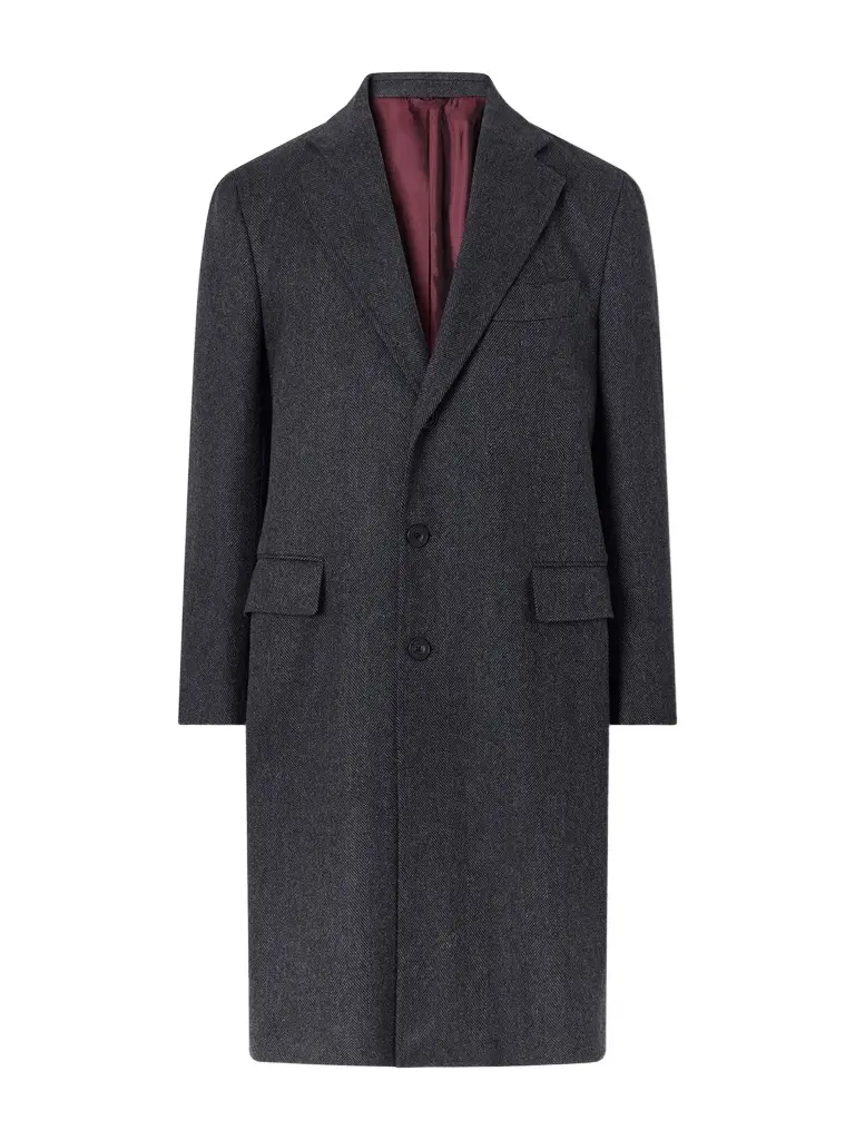 Herringbone Virgin Wool Coat - Men