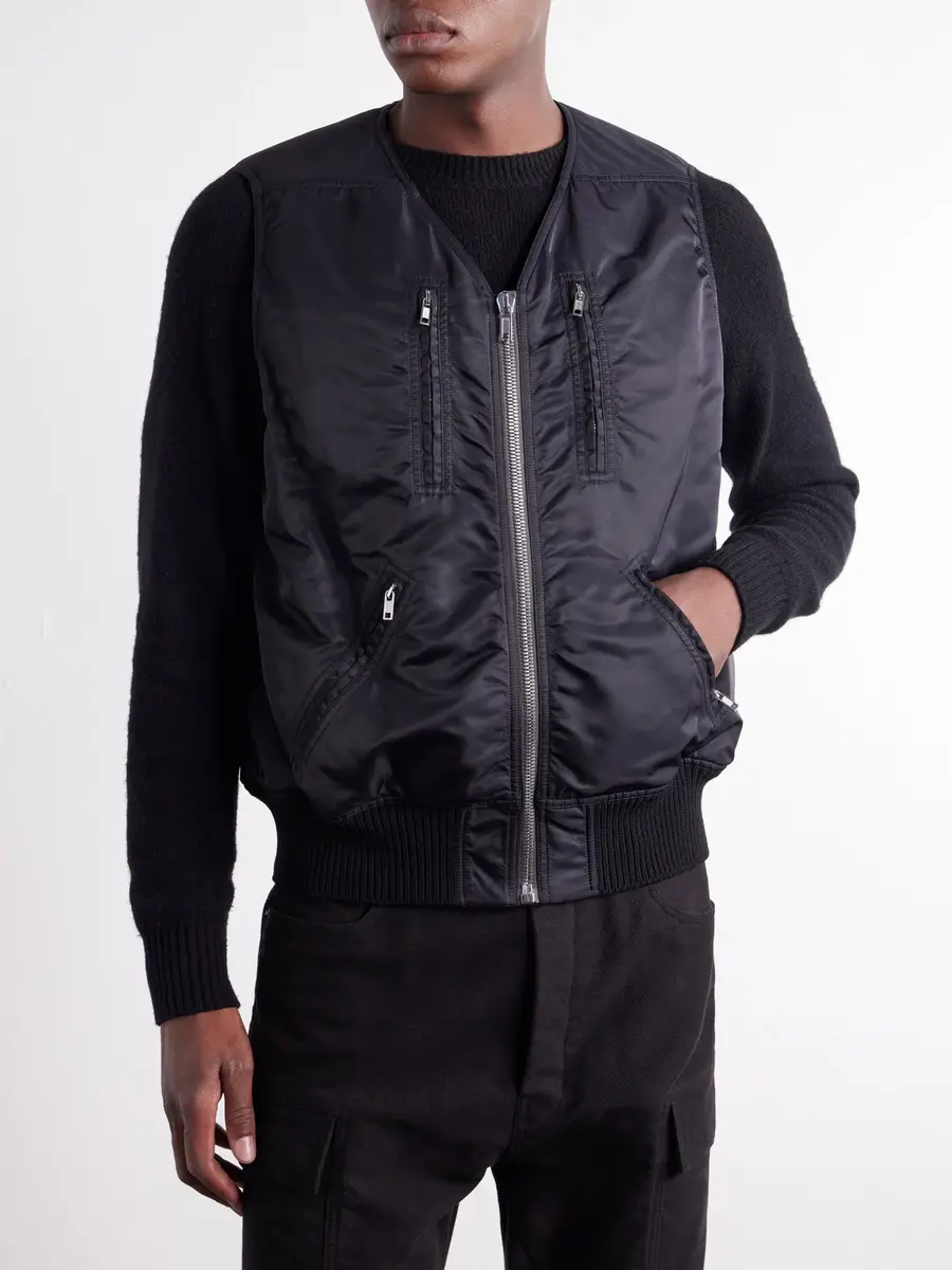 Rick Owens Two-Piece Buckled Rib-Trimmed Satin Bomber Jacket - Men | Thumbnail 3 Rick Owens Two-Piece Buckled Rib-Trimmed Satin Bomber Jacket - Men | Thumbnail 3