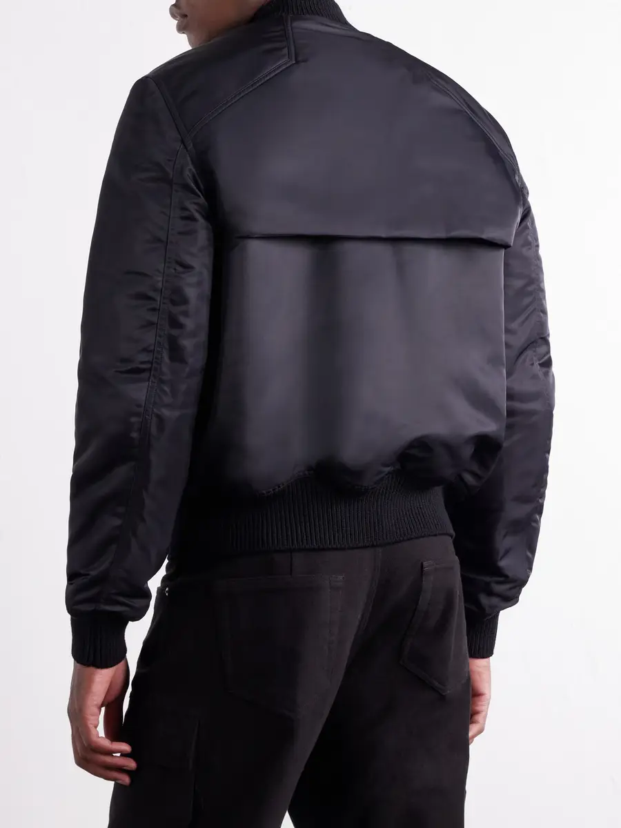 Rick Owens Two-Piece Buckled Rib-Trimmed Satin Bomber Jacket - Men | Thumbnail 4 Rick Owens Two-Piece Buckled Rib-Trimmed Satin Bomber Jacket - Men | Thumbnail 4