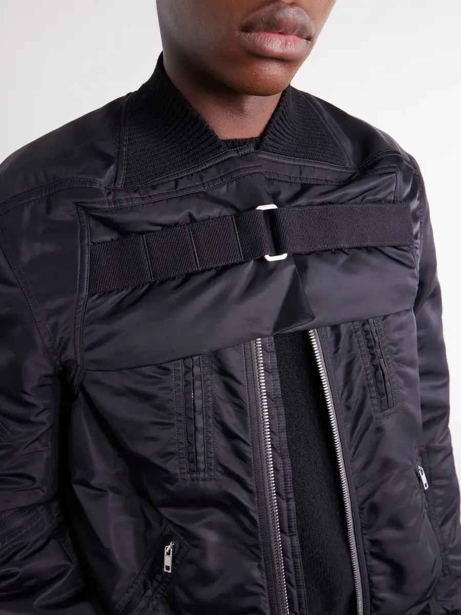 Rick Owens Two-Piece Buckled Rib-Trimmed Satin Bomber Jacket - Men | Thumbnail 5 Rick Owens Two-Piece Buckled Rib-Trimmed Satin Bomber Jacket - Men | Thumbnail 5