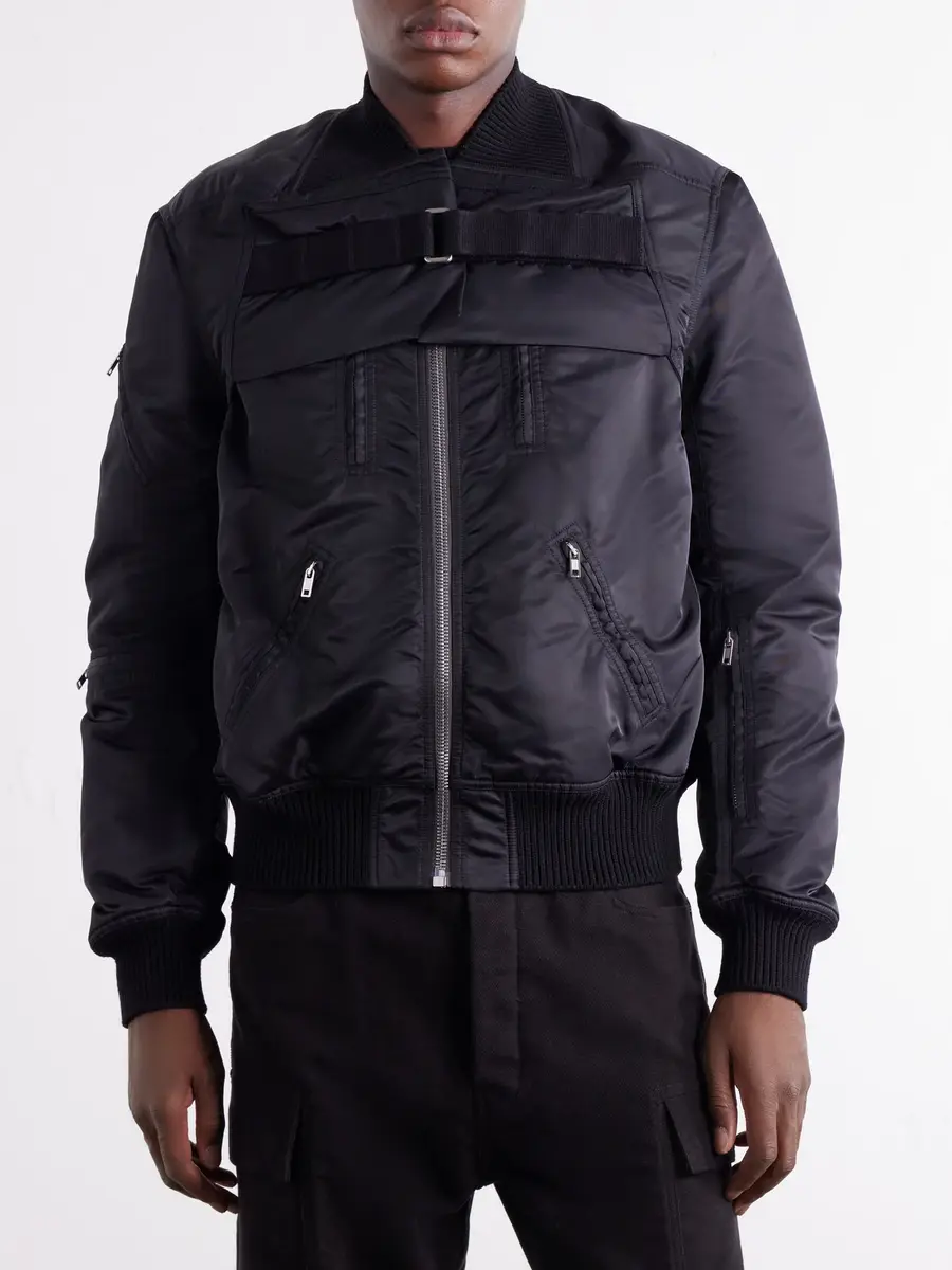 Rick Owens Two-Piece Buckled Rib-Trimmed Satin Bomber Jacket - Men | Thumbnail 6 Rick Owens Two-Piece Buckled Rib-Trimmed Satin Bomber Jacket - Men | Thumbnail 6