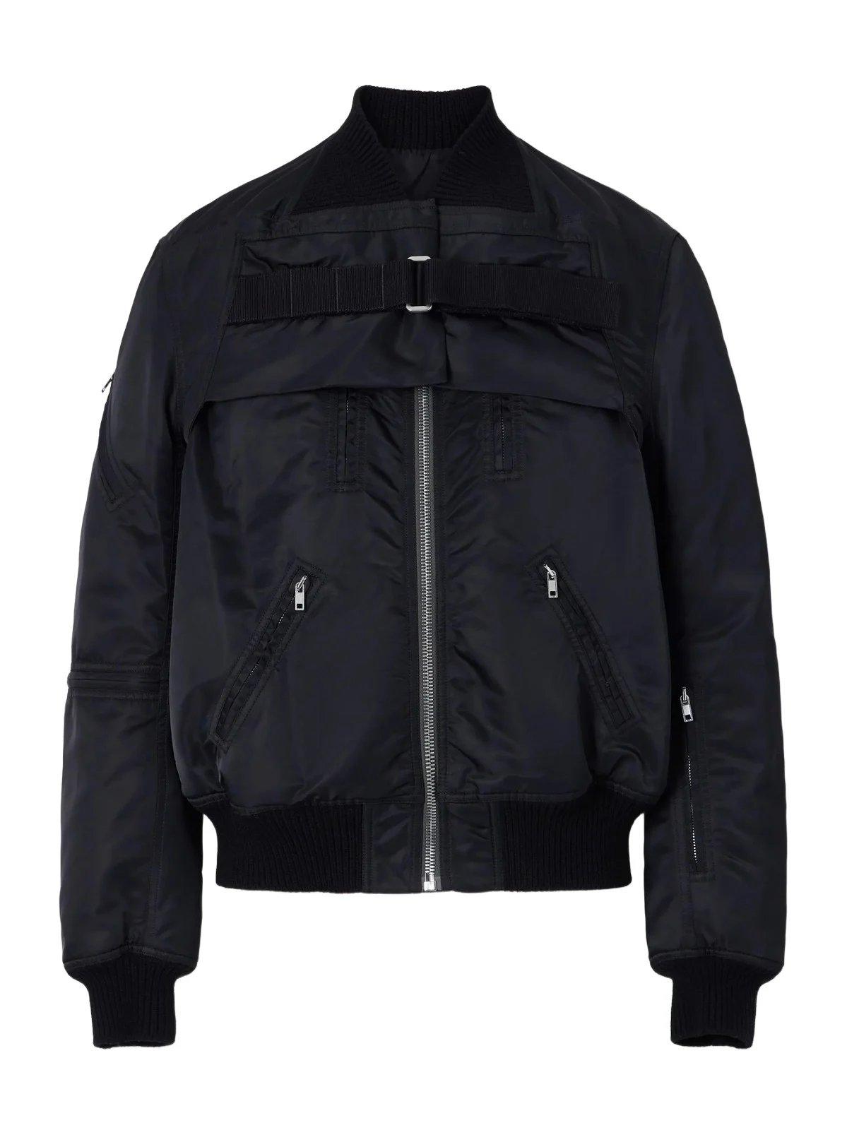 Rick Owens Two-Piece Buckled Rib-Trimmed Satin Bomber Jacket - Men