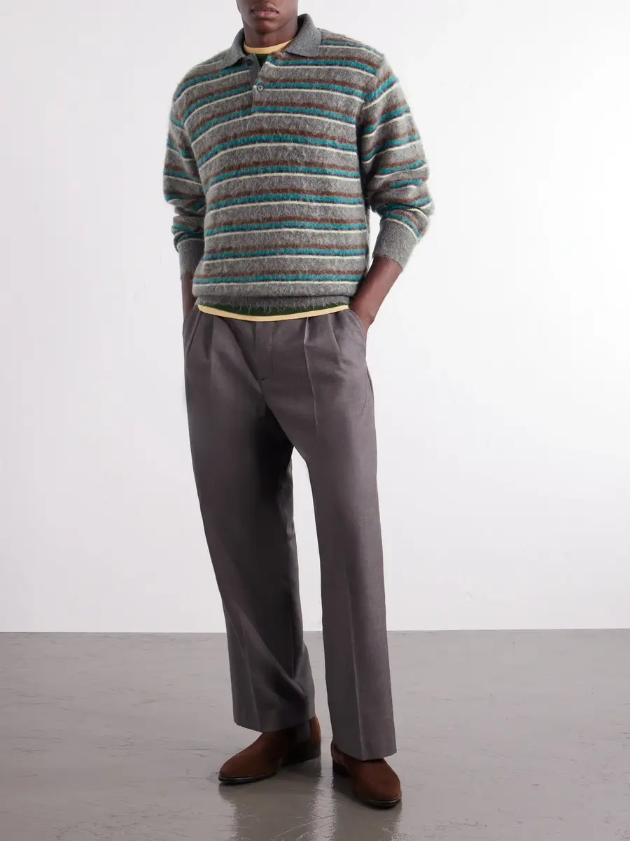 ssstein Striped Brushed-Knit Polo Shirt - Men | Thumbnail 2 ssstein Striped Brushed-Knit Polo Shirt - Men | Thumbnail 2