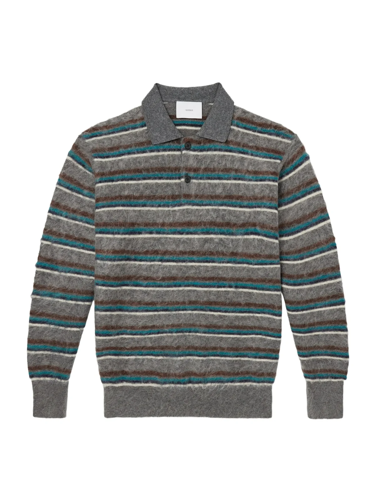 ssstein Striped Brushed-Knit Polo Shirt - Men