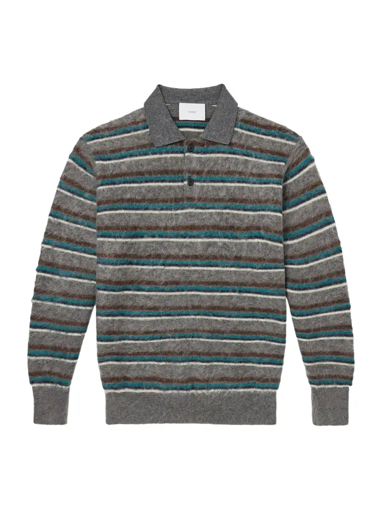 ssstein Striped Brushed-Knit Polo Shirt - Men
