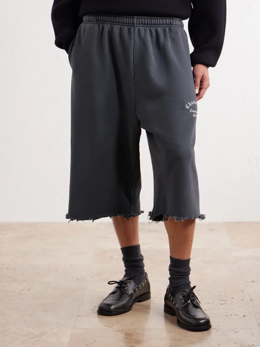 Willy Chavarria Community Center Distressed Logo-Print Cotton-Jersey Shorts - Men | Thumbnail 3 Willy Chavarria Community Center Distressed Logo-Print Cotton-Jersey Shorts - Men | Thumbnail 3