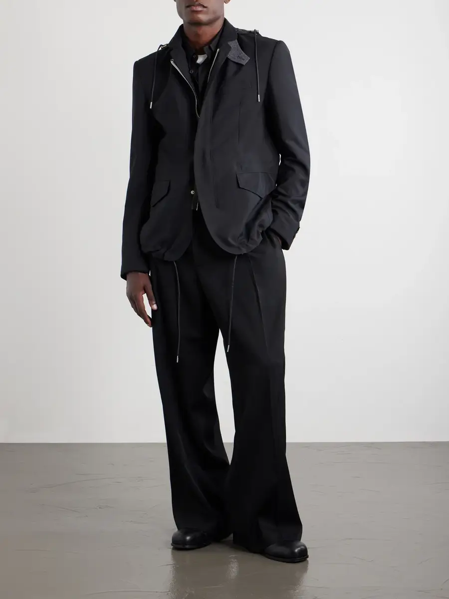 Sacai Grain De Poudre and Shell Hooded Blazer - Men | Thumbnail 2