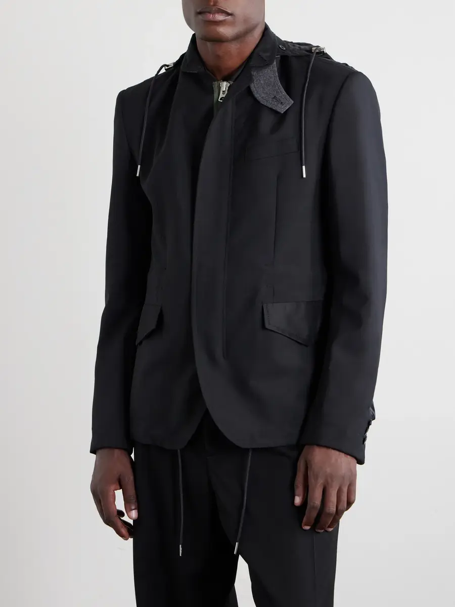 Sacai Grain De Poudre and Shell Hooded Blazer - Men | Thumbnail 3