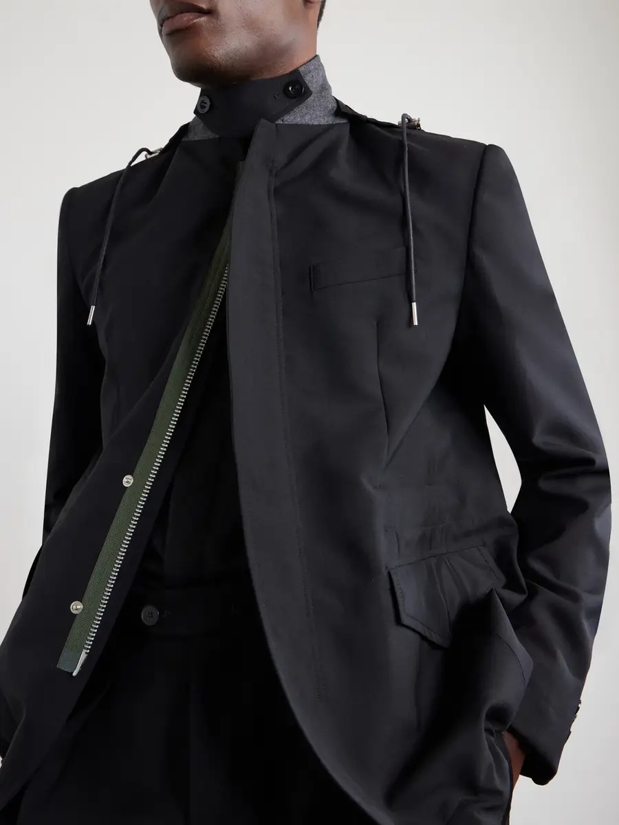Sacai Grain De Poudre and Shell Hooded Blazer - Men | Thumbnail 5