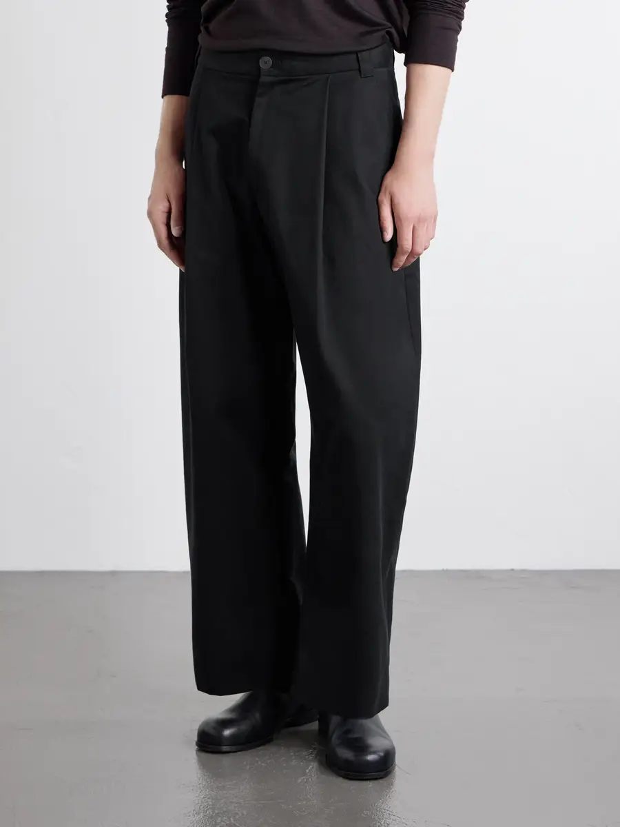 Studio Nicholson Sorte Wide-Leg Pleated Cotton-Twill Trousers - Men | Thumbnail 3 Studio Nicholson Sorte Wide-Leg Pleated Cotton-Twill Trousers - Men | Thumbnail 3