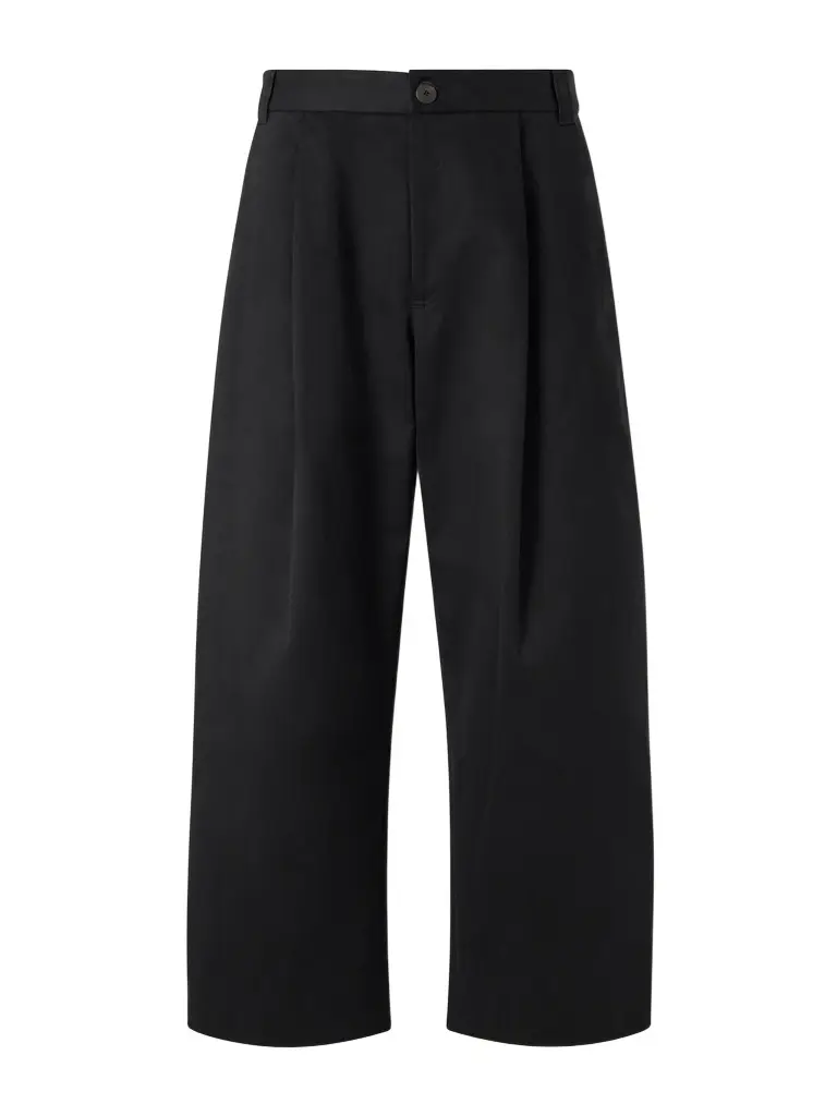 Studio Nicholson Sorte Wide-Leg Pleated Cotton-Twill Trousers - Men