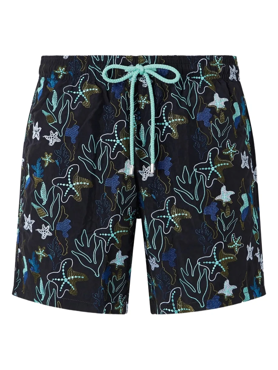 Vilebrequin Mistral Straight-Leg Mid-Length Embroidered Recycled Swim Shorts - Men